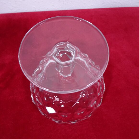 Vintage Fostoria Cubist Glass Compote Candy Dish & Lid American Pedestal 7" - Picture 8 of 10